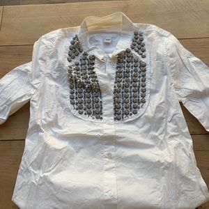 J.Crew Collection Jeweled Tuxedo Shirt Women's